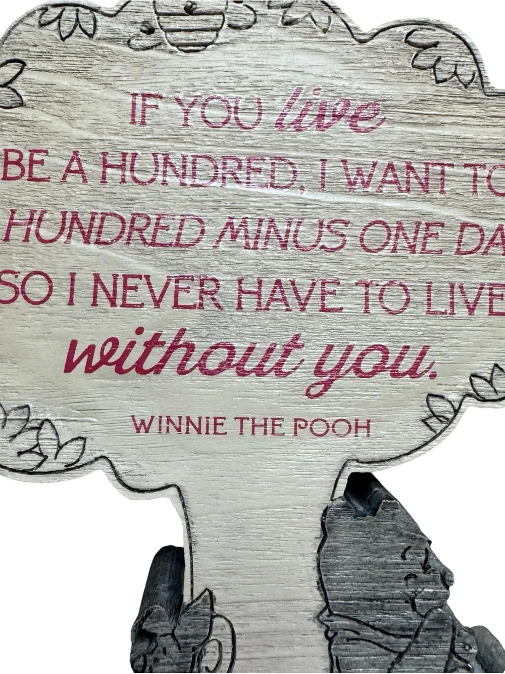 Hallmark Disney Winnie the Pooh Wood Look Tabletop Friendship Plaque